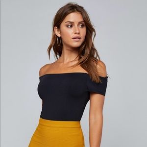 BEBE Britney off shoulder bodysuit in jet black